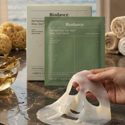 Máscara Facial Biodance Refreshing Sea Kelp Real Deep Mask - 4 Unidades