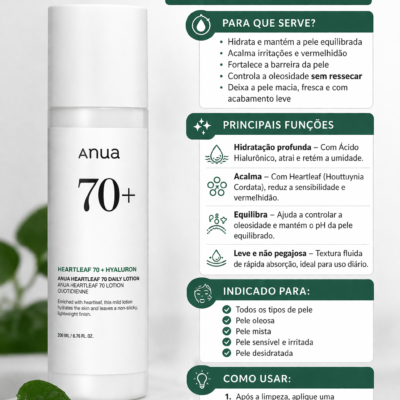Loção Facial Anua – Heartleaf 70% Daily Lotion 200ml- Loção Calmante