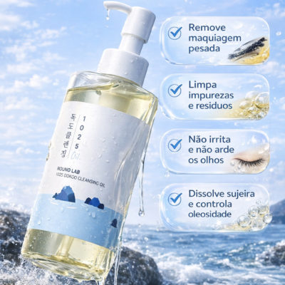 Óleo facial Round Lab 1025 Cleasing Oil- Óleo de limpeza Facial