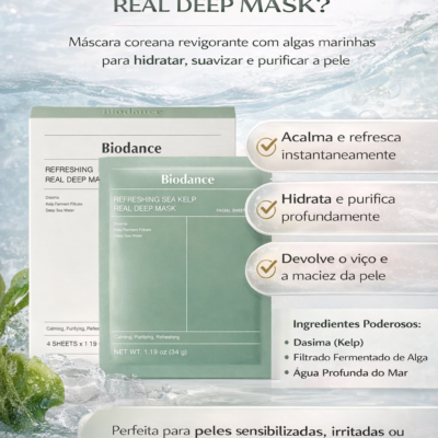 Máscara Facial Biodance Refreshing Sea Kelp Real Deep Mask - 4 Unidades