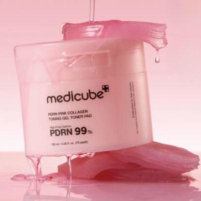 PDRN PINK COLLAGEN TONING GEL TONER PAD - ALMOFADAS COM PDRN E COLAGENO MEDICUBE - 70 PADS