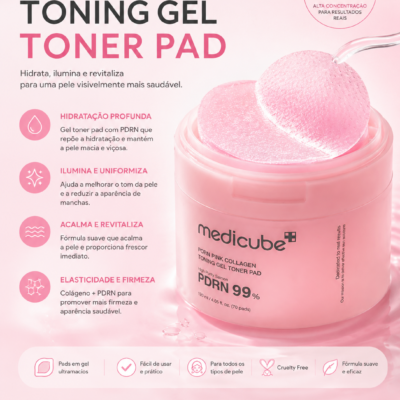 PDRN PINK COLLAGEN TONING GEL TONER PAD - ALMOFADAS COM PDRN E COLAGENO MEDICUBE - 70 PADS