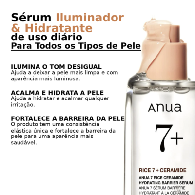 ANUA Rice 7 + Ceramide Barrier Serum - Sérum de Arroz Hidratante