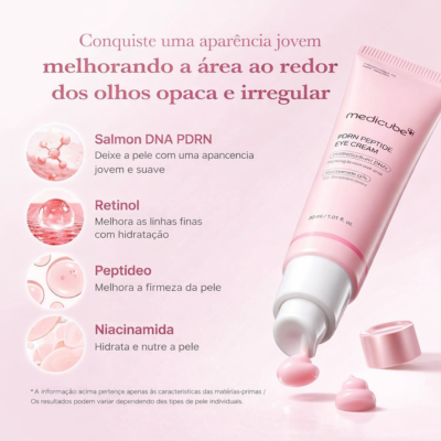 Medicube PDRN Pink Peptide Eye Cream (30 ml)  para hidratação, luminosidade e cuidado antissinais da área dos olhos